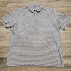 Vineyard Vines Grey & White Pinstripe Short Sleeve Polo Men's Large